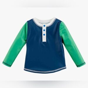NWT MudPie Blue & Green Rash Guard Shirt Sz 6-9m